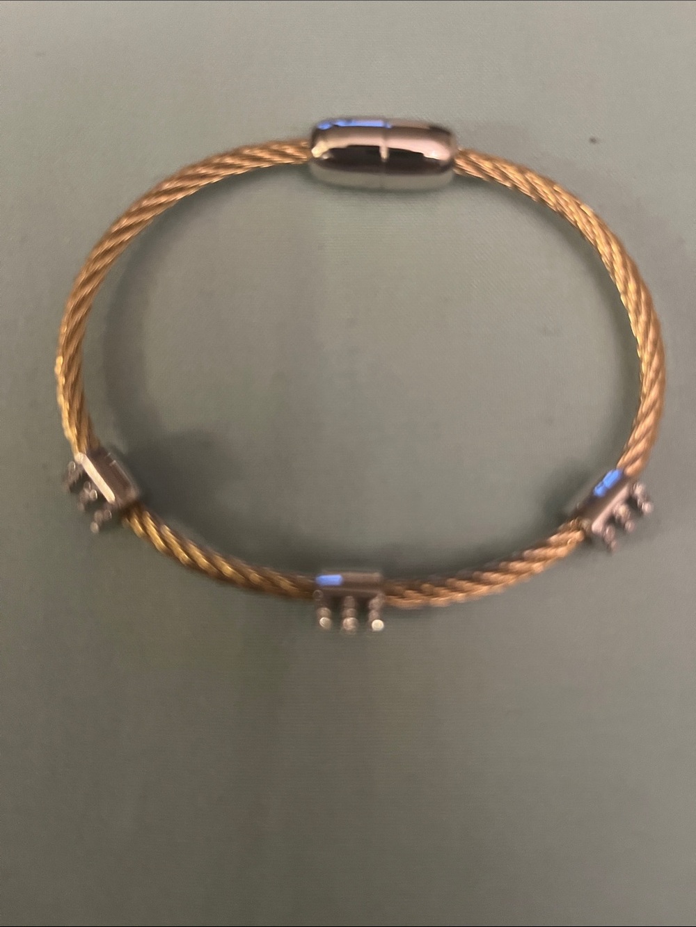 Gold-Tone Cable Bangle Bracelet with simulated diamond accents